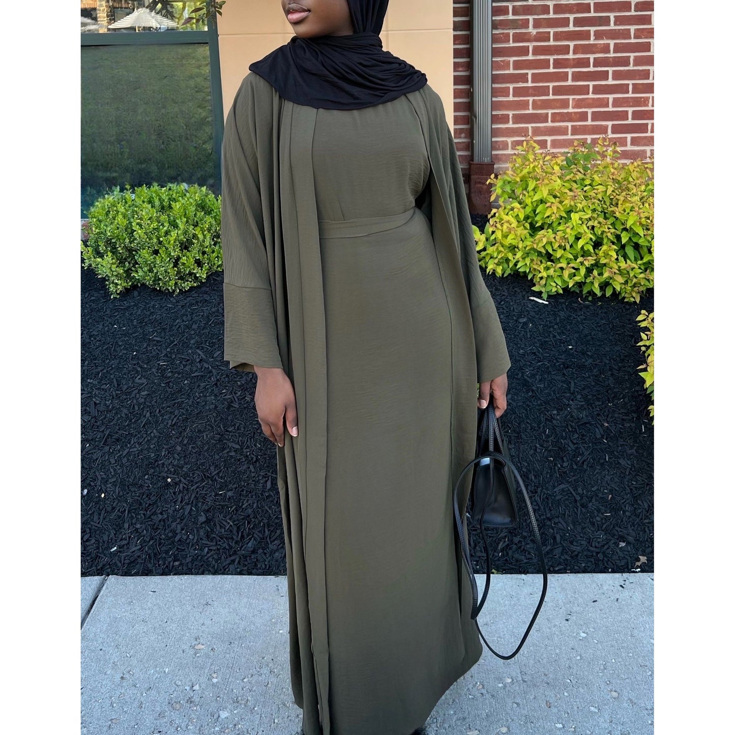 Hawa 2 Piece Abaya Set - Army Green